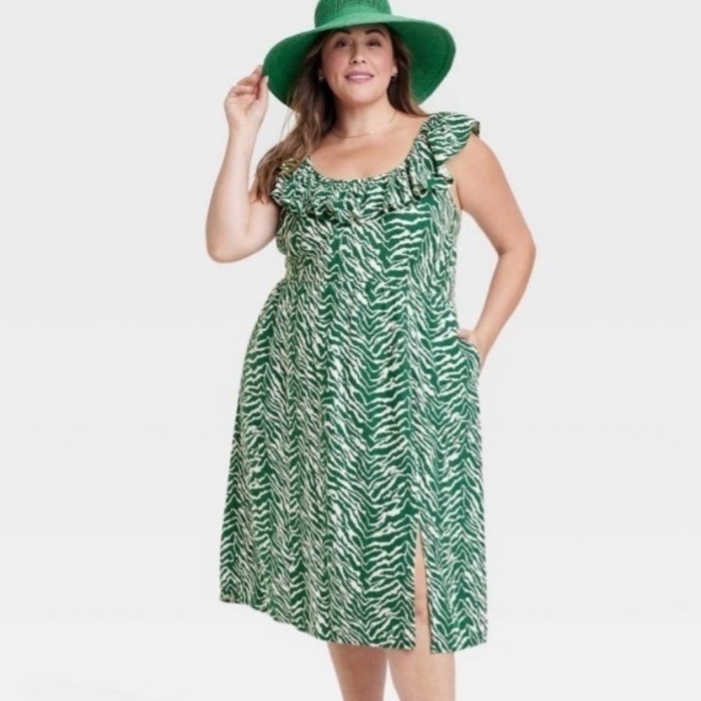 Ava & Viv Green spring dress. 2xl.  NWT